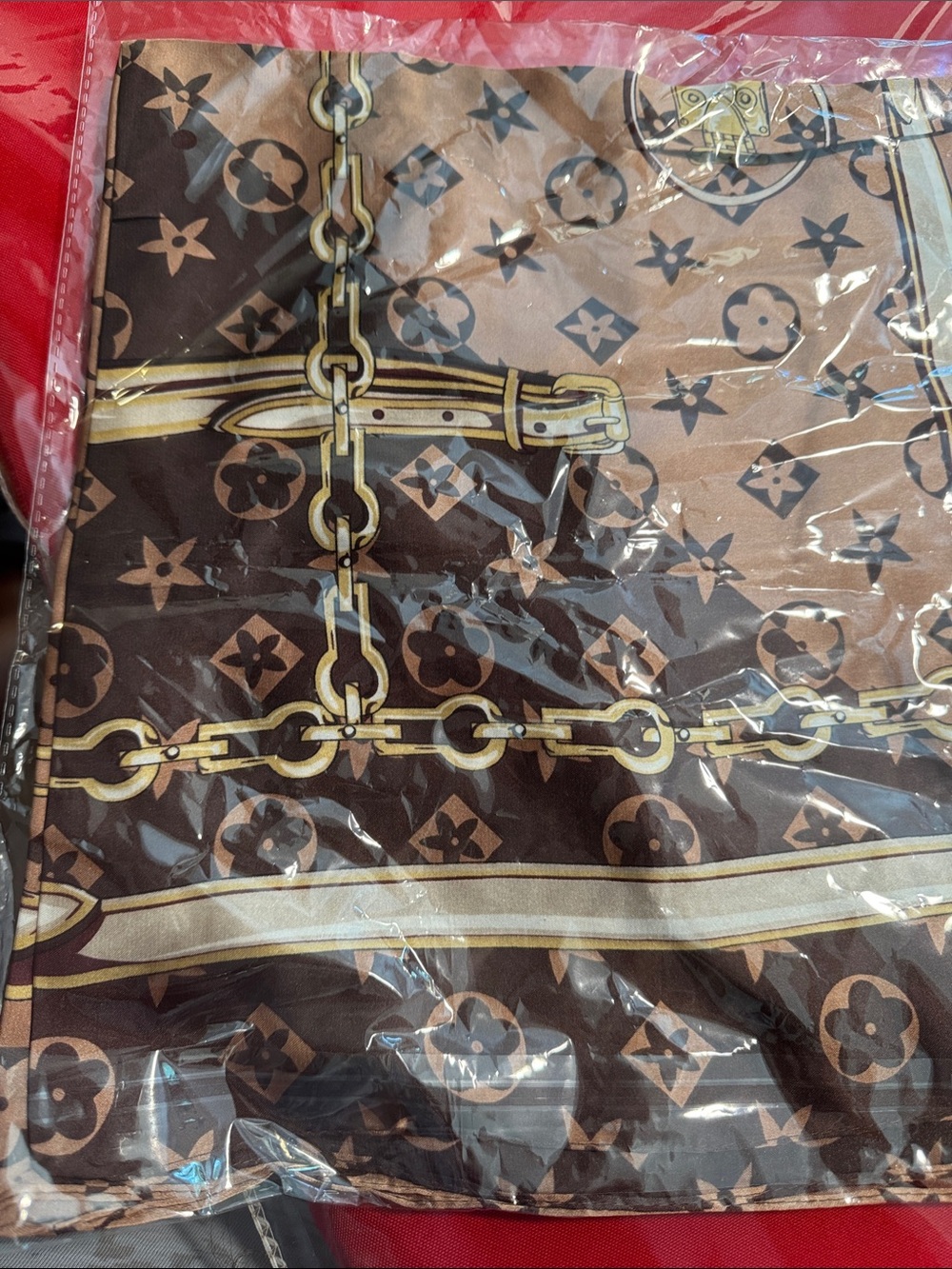 Brown Patterned Women's Scarf Tote - Classic Chain Print